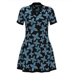 NWT! Ben Hogan Black Floral Pixel Golf Pickleball Athletic Dress UPF50 M